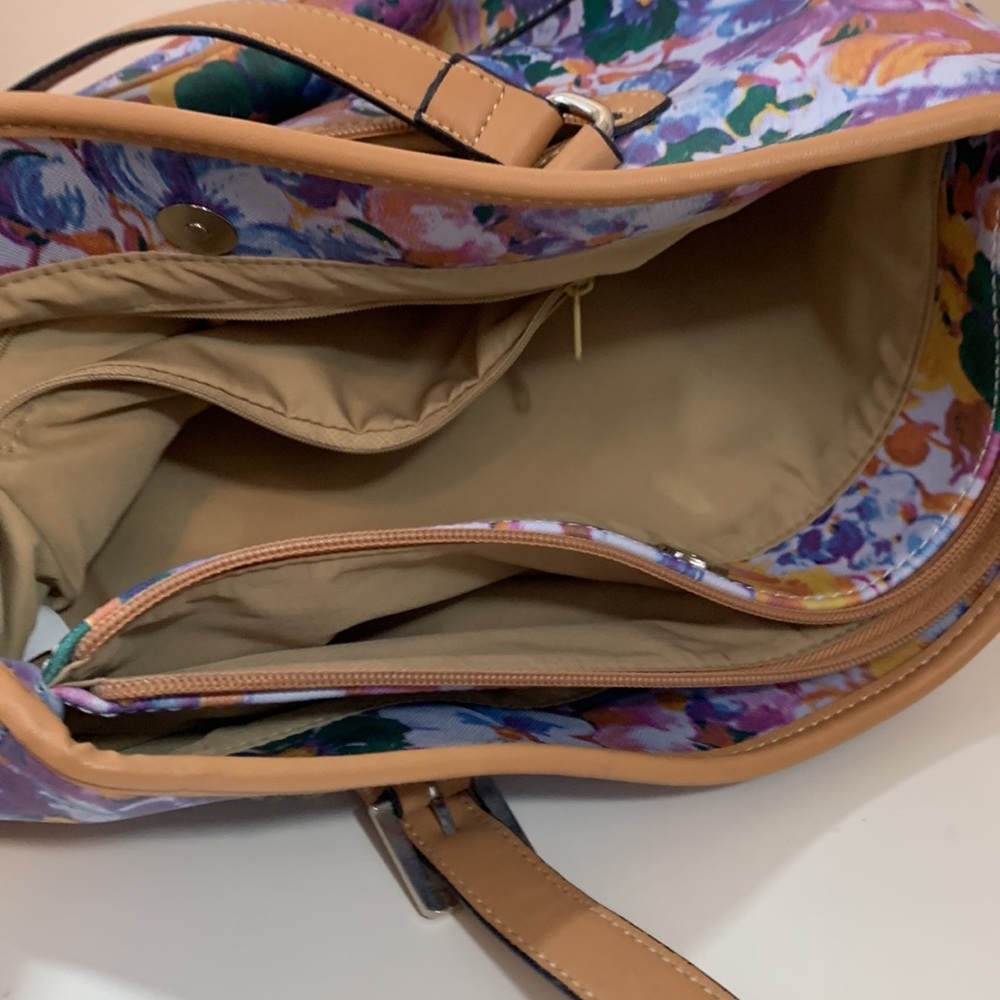 Giani Bernini Blue/Purple Floral Print Handbag - Picture 8 of 9